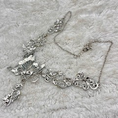 Vintage Blue Butterfly Jewelry Set Y Drop Necklace Earrings Fairycore