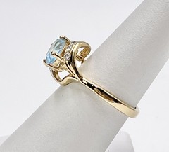 Vintage Ring 18k H.G.E Light Blue Glass Stone Clear Stone Accents