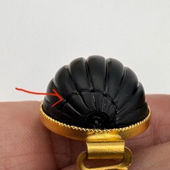 Vintage Nicolas Frangos Gold Tone Mother Of Pear Black Resin Dome Earrings