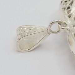 Heart Open Metal Southwestern Style Silver Plated Filigree Puffy Puffed Pendant