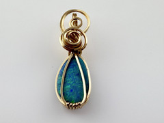 Vintage Handmade Gold Fill Wire Wrapped Boulder Opal Pendant 2.6g Weight 1.25 In