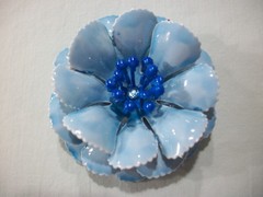 ViNTaGE 3 PiEcE MeTaL ENaMeL **BLUES/RHINESTONE** FLoWeR PiN CoLLeCTiOn / LoT