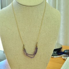 Vintage Amethyst Bead Necklace Double Strand Delicate Purple 18 Inch