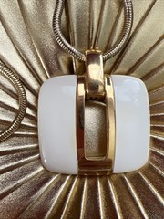 Vintage LANVIN IVORY KEYHOLE PENDANT NECKLACE