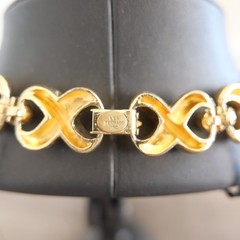 Vintage Signed Les Bernard Inc Gold tone Chain Chunky Choker Statement Necklace
