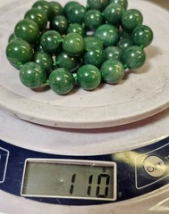 vtg Large Beads Knotted Jade Jadeite Beaded Necklace Filigree Silver Clasp 110g