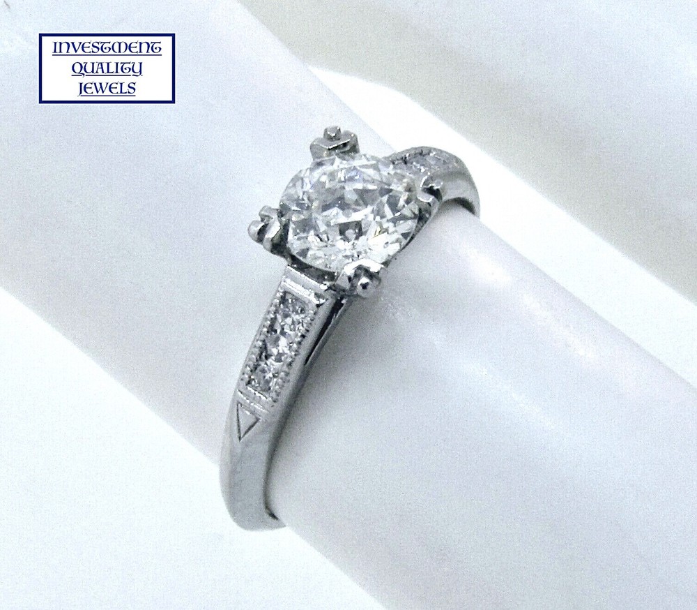 Vintage 1940’s Palladium Diamond Engagement Ring. **.50 CTS +**