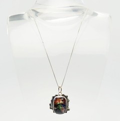 Unique handmade sterling silver Art glass one of a kind necklace signed Randy