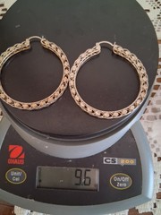Vtg. 925 Sterling Silver Cut Out Hoop Earrings 9.6 Grams Silver Pierced 2.25″ D