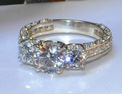3CT Round Cut Lab Created Diamond 14K White Gold FN Engagement Anniversary Ring