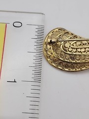 Vintage Gold Vermeil Sterling Germany Art Deco Markasite Filagree Scroll Brooch
