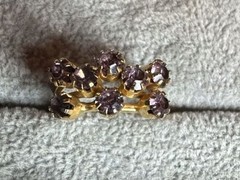 Vintage Style Gold-Tone Multi-Stone Purple Crystal Crown Cocktail Ring