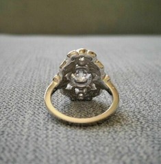 Vintage Moissanite Round Cut & CZ Engagement 14K White Gold Finish Ring