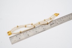 Vintage Bracelet Gold Tone Faux Pearl Rhinestone 7.25″