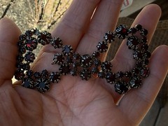 Antique Faceted Glass Or Garnet Gemstones Huge Broken Bow Brooch Pin READ