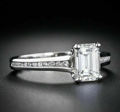 Lab-Created 2CT Emerald Cut Diamond Vintage Engagement Ring 14K White Gold Over