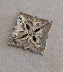 Sterling Silver and Marcasite Black Onyx Pin/Brooch Vintage