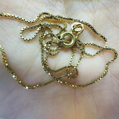 VIintage Solid 18k 750 Yellow Gold Box Chain 3.1g 16” Necklace Hallmarks Italy