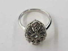 Art Deco Style Round Cut Lab Created Diamond 14k White Gold FN Wedding Ring
