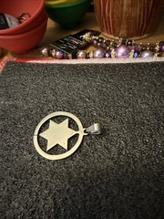 New! 33mm Round 6-Pointed Star In Circle Stainless Steel with Bail. US Seller