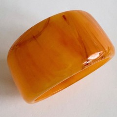 Vintage lucite acrylic bracelet orange swirl wide 1.5 chunky translucent