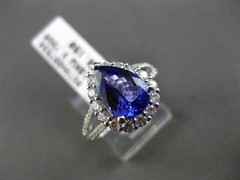 ESTATE 4.46CT DIAMOND & TANZANITE 18KT WHITE GOLD 3D PEAR HALO ENGAGEMENT RING