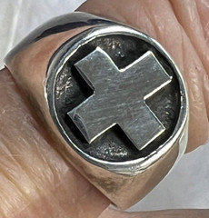 Greek Cross Sterling Silver 0.925 VINTAGE Men’s 1/2″ N to S BAND RING size 9.75
