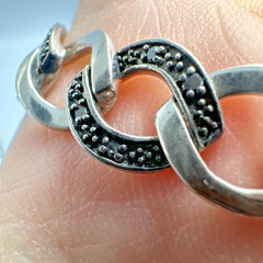 Vtg Alternating Sterling Silver & Marcasite Link Bracelet ~7” 15.7g 9mm Box Lock