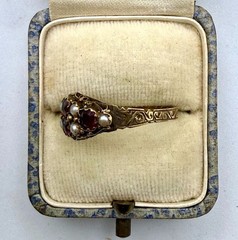eBay Live Victorian Antique 15k Solid Yellow Gold Garnet Ring, Size 8.25