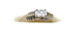 sz 5.50 Vintage Sterling Silver 925 Clear Lab Faceted Oval Patina 2.30g