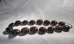 Vtg Chunky Smoky Quartz With Rutilated Inclusions Knotted Beaded 16″ Necklace