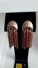 Vintage Tassel Gold tone Chain Dangle/drop Clip on Earrings