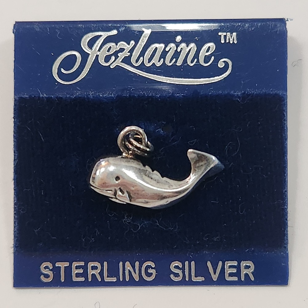 NWT Vintage Jezlaine Sterling Silver Three Dimensional Whale Charm