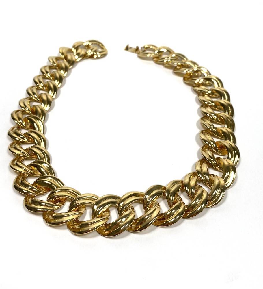 Necklace Gold Tone Metal Double Linked Chain Gold Tone 17”