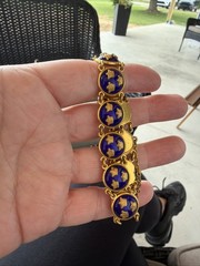Vintage Sporrong Stockholm Swedish Heritage Crown Royal Blue Enamel Bracelet
