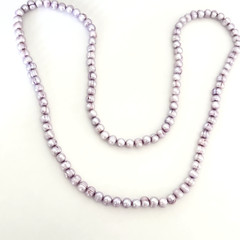 Ladies Genuine Real Pearl Purple Lavender Dyed Long Chunky Strand Necklace 36″
