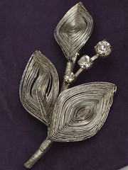 Vintage Sterling Silver Wire Wrapped Floral Flower Brooch Pin 2.5 In. Brooch
