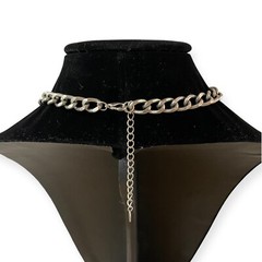 Natori Statement Necklace Silver Rhinestone Large Metal Beaded Chain