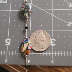 VINTAGE STERLING SILVER MILLEFIORI GLASS ARTISAN MADE NECKLACE ADJUSTS 17-20IN