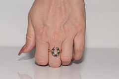 New Made 18k Gold Natural Diamond And Ruby Sapphire Emerald Horse Shoe Ring