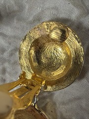 Vintage R.J. Graziano Signed Matte Gold-Tone Shield Drop Clip-On 2.5” Earrings