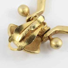 Vintage Matte Gold Tone Door Knocker donna Karen D.K.N.Y Clip On Earrings 1980s