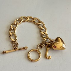 Juicy Couture Heart J Gold Tone Chain Bracelet Starter Charm Toggle