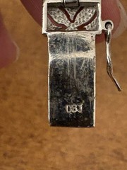 VINTAGE DBJ Signed STERLING & Sapphire Art Deco Style BRACELET! 7 Inch 9mm Wide
