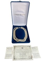 Camrose & Kross Jacqueline Kennedy Triple-Strand Faux Pearl Necklace Box & COA