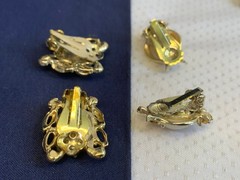 Vtg Clip-On Earring Lot Robert Rose Renoir Dalsheim Judy Lee Lisner Faux Gems