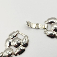 Professional Career Silver Tone Flat Link Chunky Wide Style Necklace 18 Inch