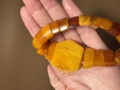 VINTAGE NATURAL BALTIC AMBER BRACELET & EARRINGS ART DECO