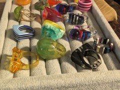 40+ Vintage Bakelite Lucite Etc plastic ring collection! Many sizes & designs!