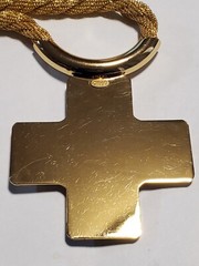 Vintage Lanvin Paris Gold Tone Cross Necklace 29 Inches Long with 4 Inch Pendant